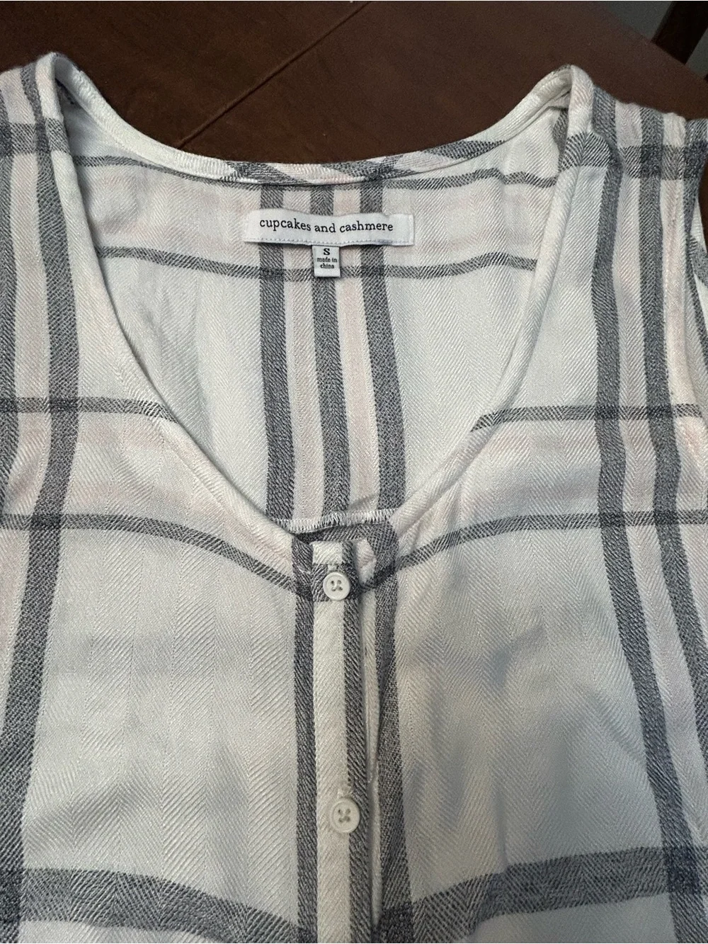Cupcakes & Cashmere Woman’s Sleeveless White & Gray Plaid Dress w Tie Belt SZ S - Picture 8 of 11